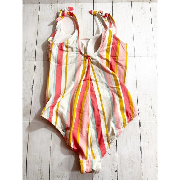Kona Sol One Piece Striped Bathing Suit 14W - Picture 6 of 7